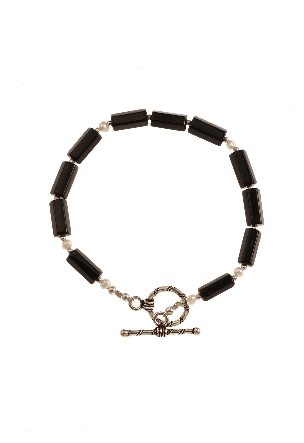 Black Onyx & Pearl Bracelet