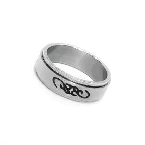 Black Tribal Design Stainless Steel Spinner Ring