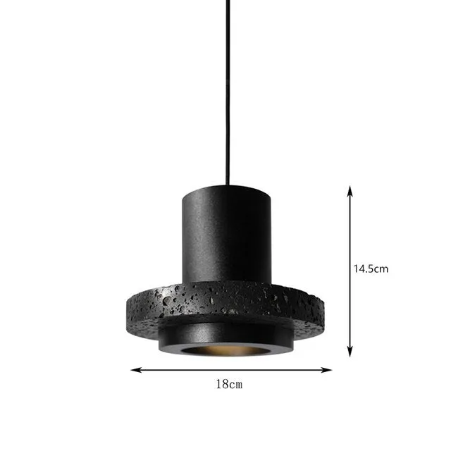 Black volcanic stone pendant light Nordic creative restaurant bar cafe led suspension spotlight bedroom bedside hanging lamp