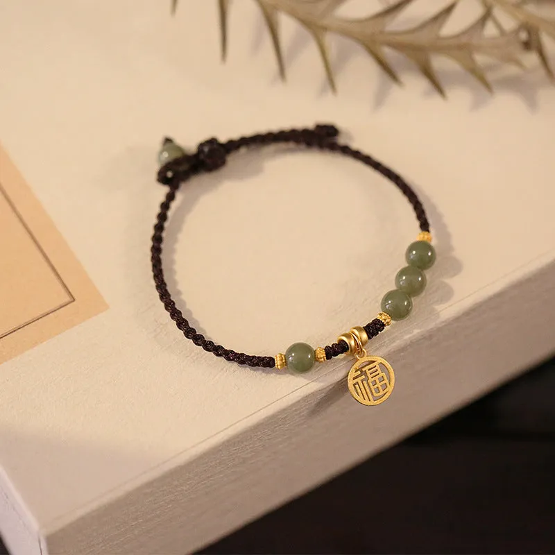 Blessed Hetian Jade Fortune Bracelet - Sterling Silver Lovers' Gift for Tanabata