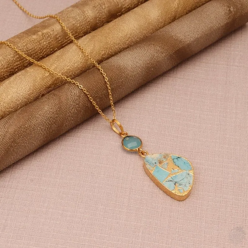 Blue Chalcedony & Mohave copper Turquoise necklace