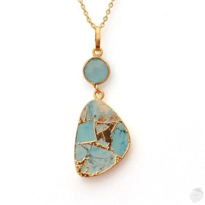 Blue Chalcedony & Mohave copper Turquoise necklace