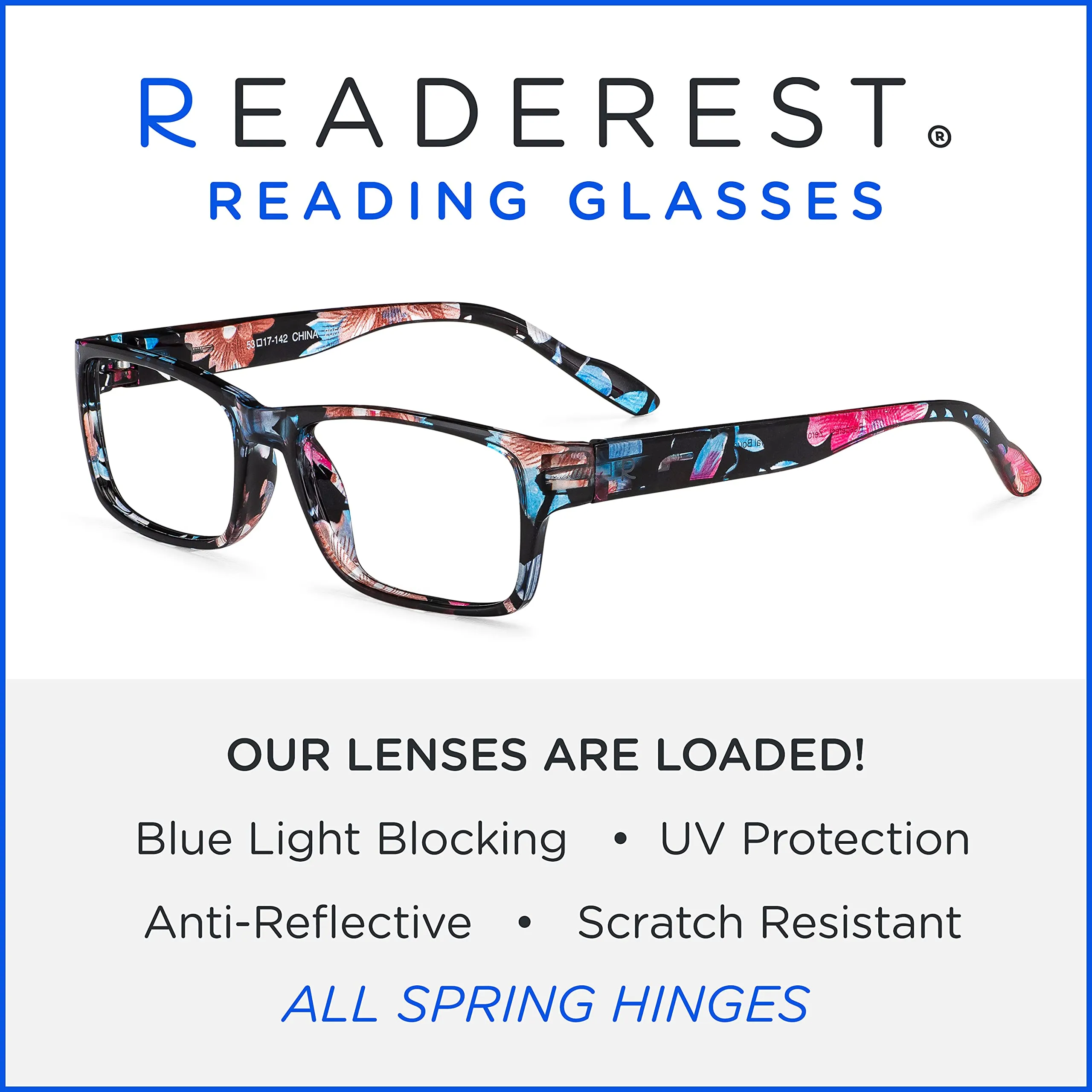 Blue-Light-Blocking-Reading-Glasses-Floral-1-50-Magnification Anti Glare