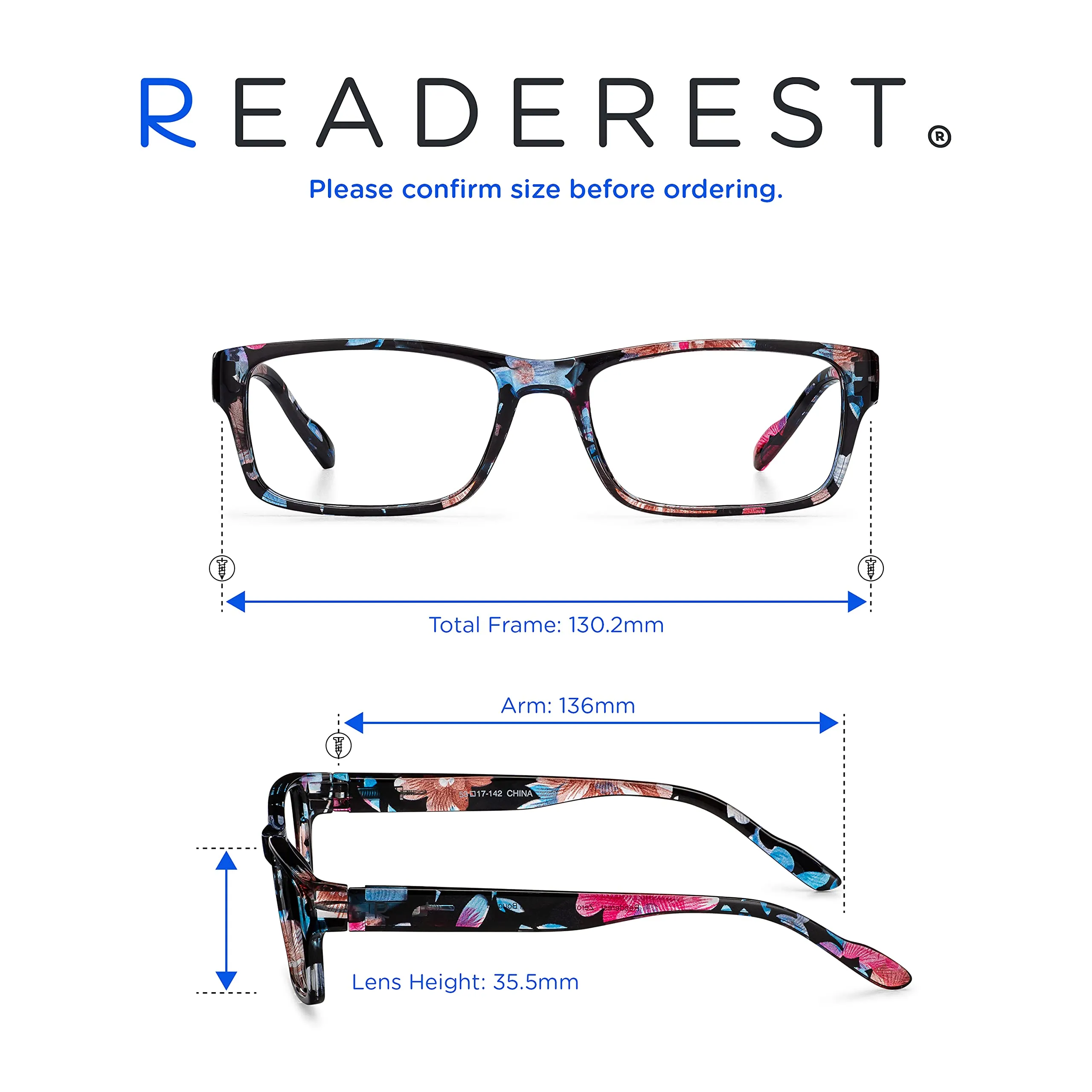 Blue-Light-Blocking-Reading-Glasses-Floral-1-50-Magnification Anti Glare