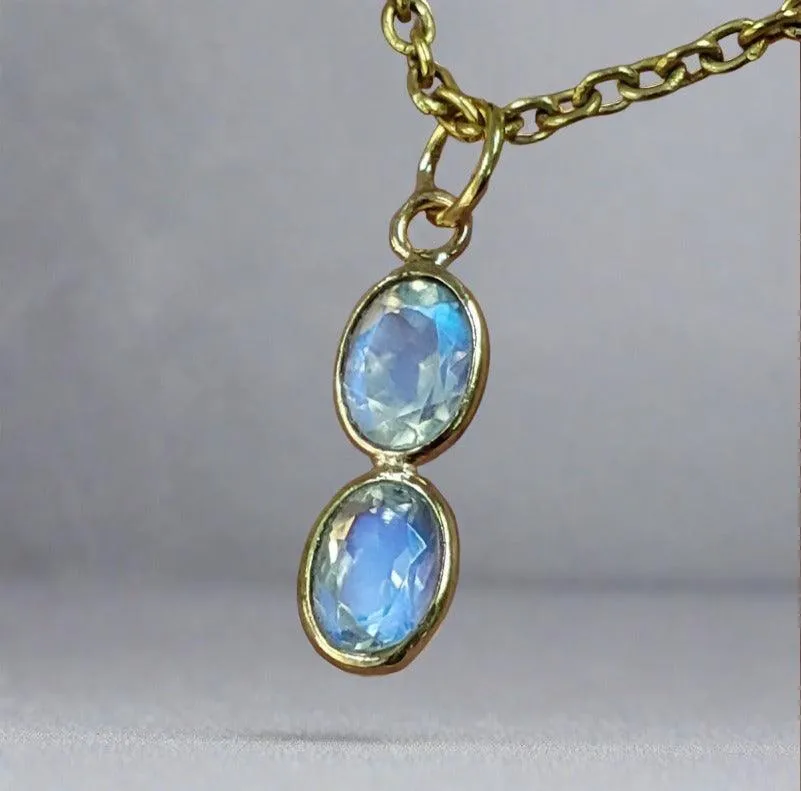 Blue Schiller Rainbow Moonstone Pendant