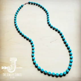 Blue Turquoise & Wood Melon Beaded Necklace 258q