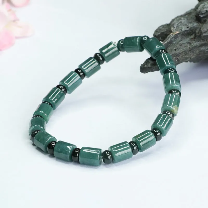 Blue Water Old Jade Sterling Silver Bracelet