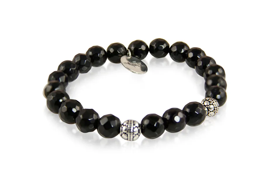 Bracelet - Beaded Black Onyx & Silver Signature Collection