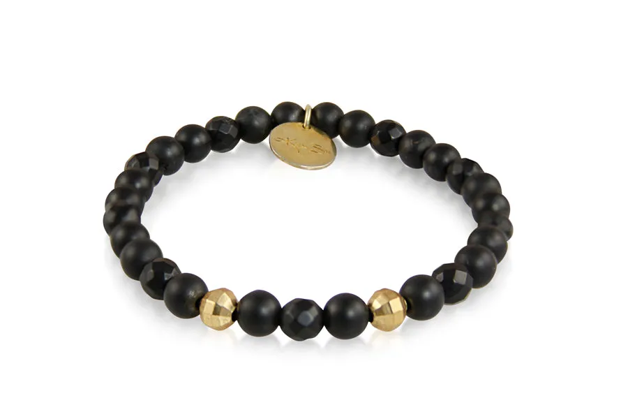 Bracelet - Beaded Black Onyx Matt & Gold Filled Signature Collection