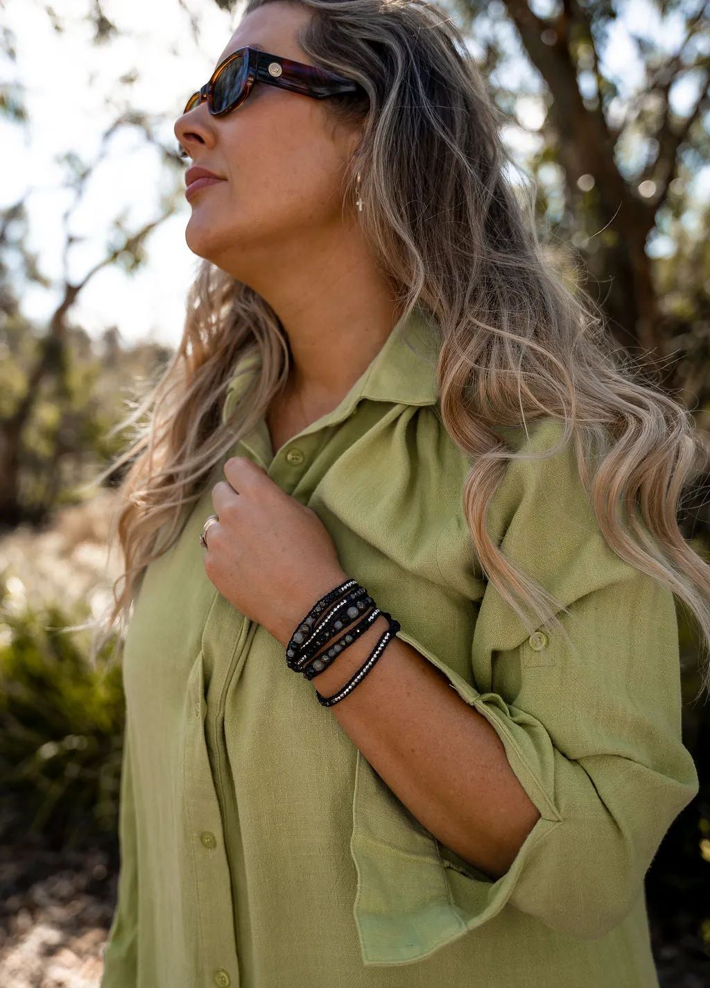 Bracelet Wrap - Onyx, Pyrite, Labradorite