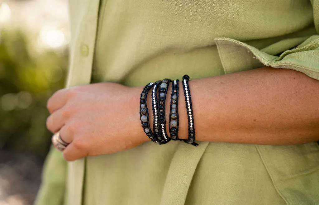 Bracelet Wrap - Onyx, Pyrite, Labradorite