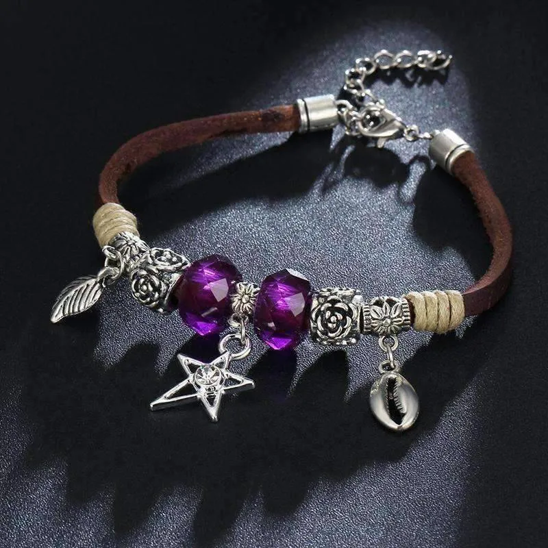 Bright And Shiny Boho Leather Bracelet for Women