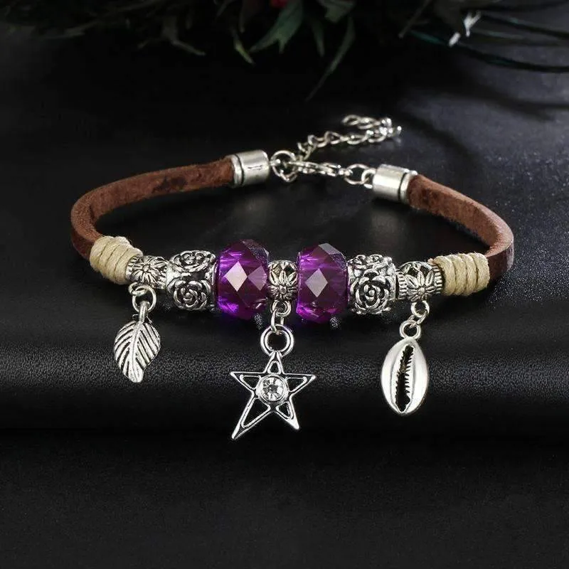 Bright And Shiny Boho Leather Bracelet for Women