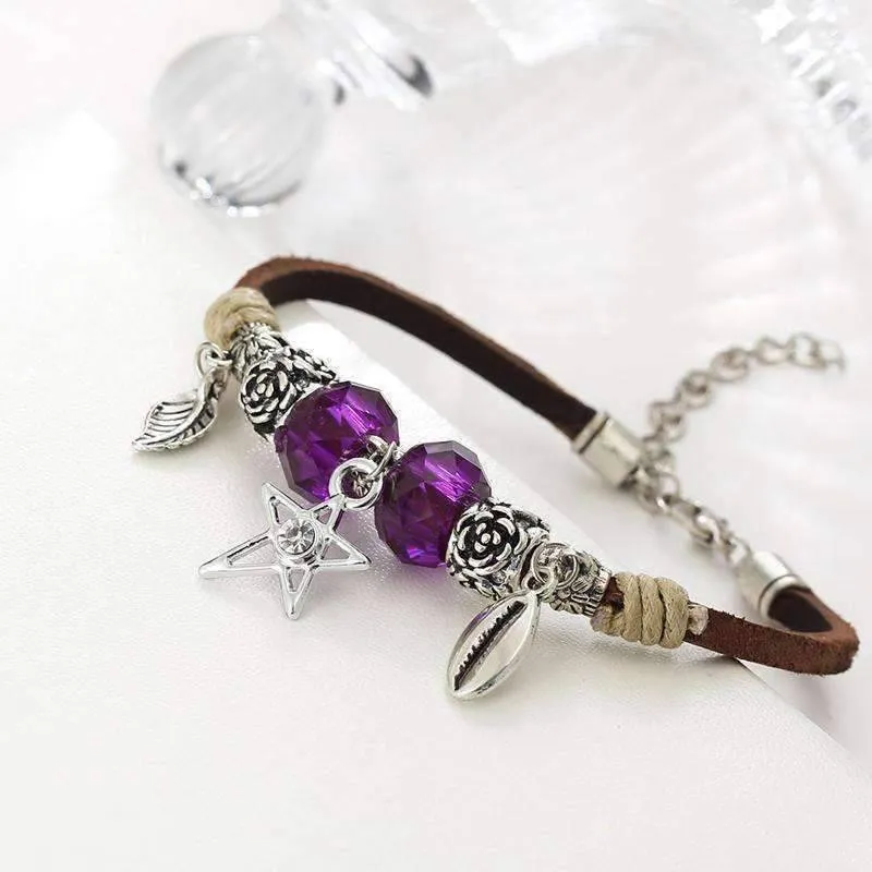 Bright And Shiny Boho Leather Bracelet for Women