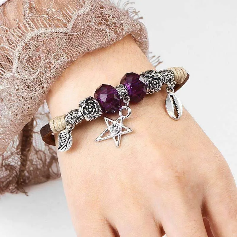 Bright And Shiny Boho Leather Bracelet for Women