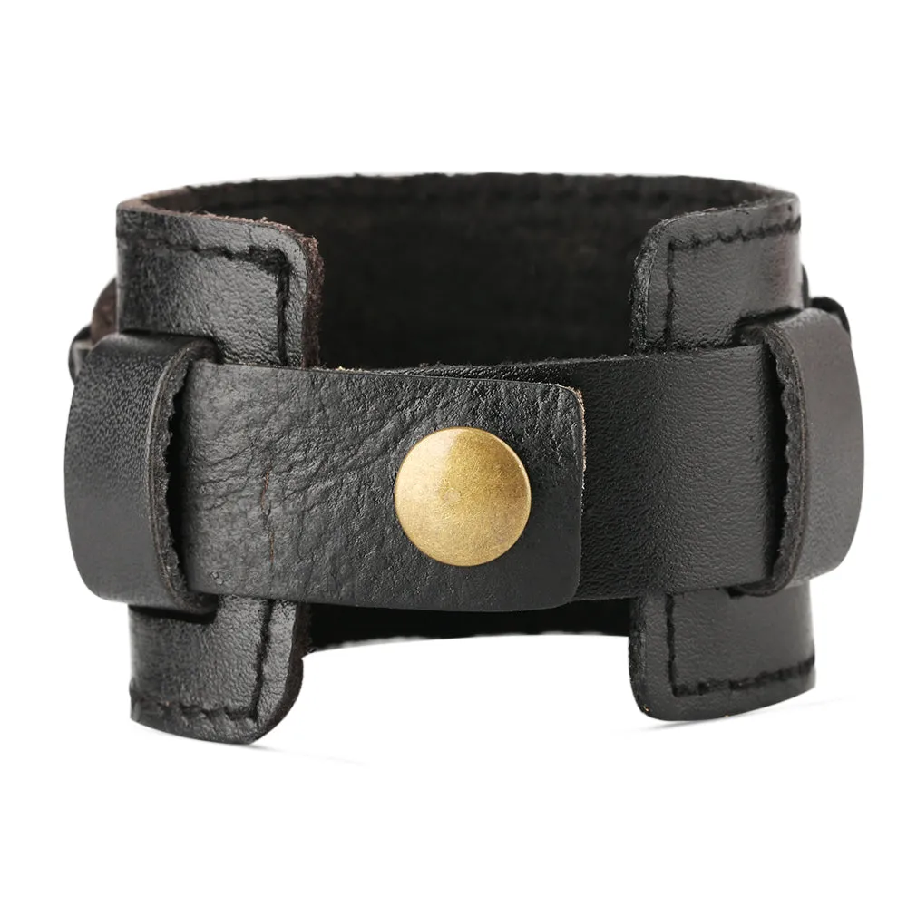 Brushed Patina Leather Bracelet Split Strap