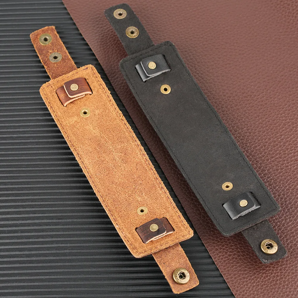 Brushed Patina Leather Bracelet Split Strap