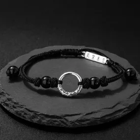 Buddha Stones 925 Sterling Silver Black Onyx Peace Buckle Protection Bracelet