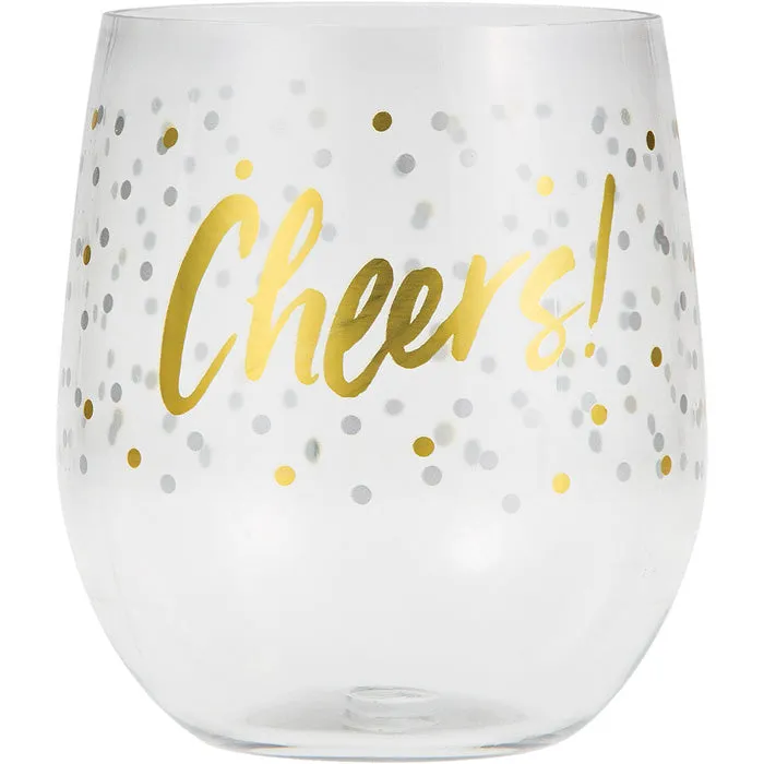 Bulk Cheers 14 oz Plastic Stemless Wine Glasses by Elise (6 per Case)