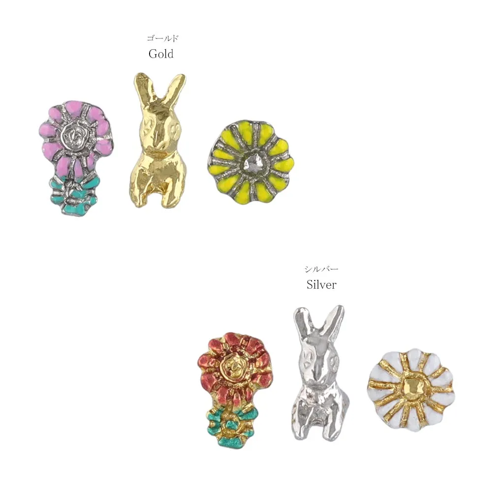 Bunny and Flower Stud Set