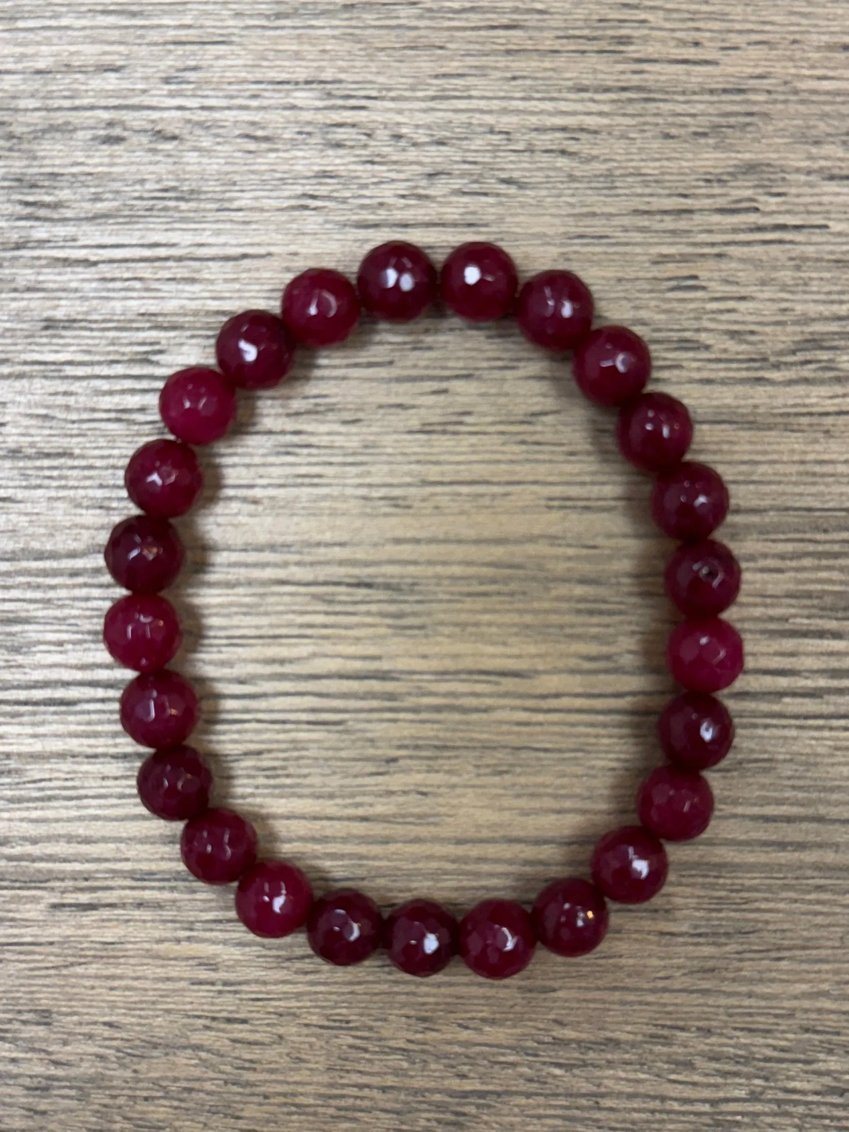 Burgundy Faceted Jade 8mm Bracelet