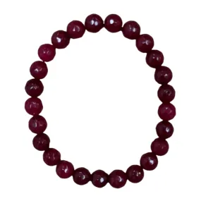 Burgundy Faceted Jade 8mm Bracelet