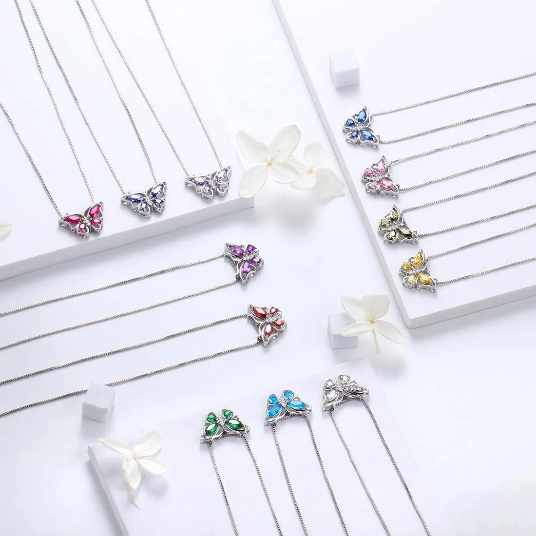 Butterfly Birthstone April Diamond Jewelry Set 5PCS Women Girls Birthday Gift