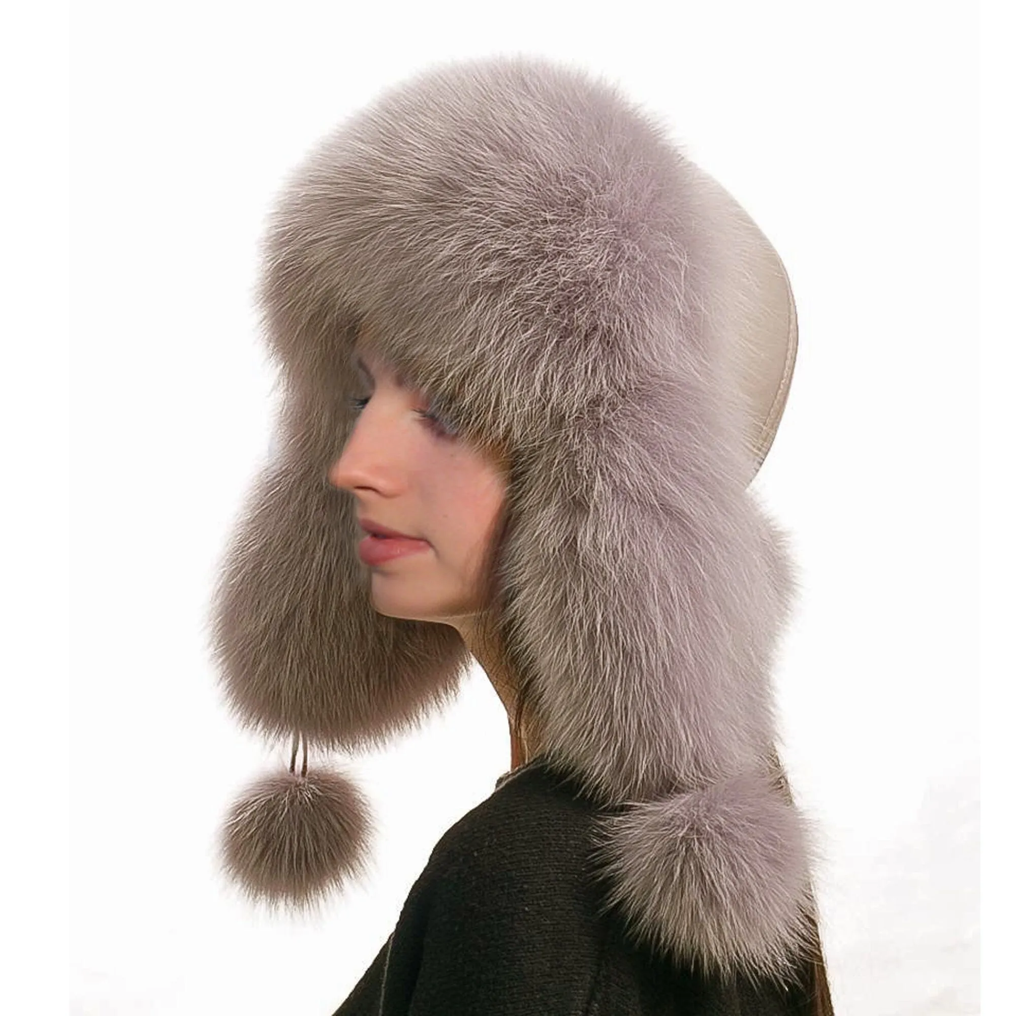 BY ORDER Yellow Real Leather Fox Fur Hat, Women Fur Hat, Aviator Hat, Ushanka, Russian Hat, Ski Hat, Leather Hat Ear Flap, Girl Trapper Hat