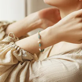 C139 - Ice Blue Jade Crystal and Freshwater Pearl Bracelet