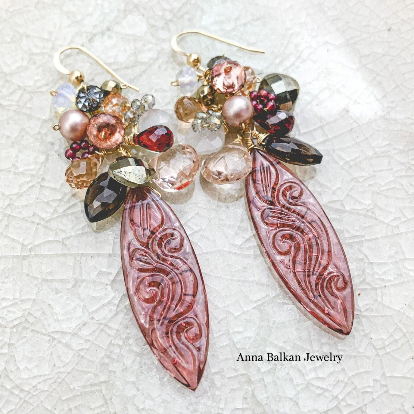 Carved Marsala Statement Earrings