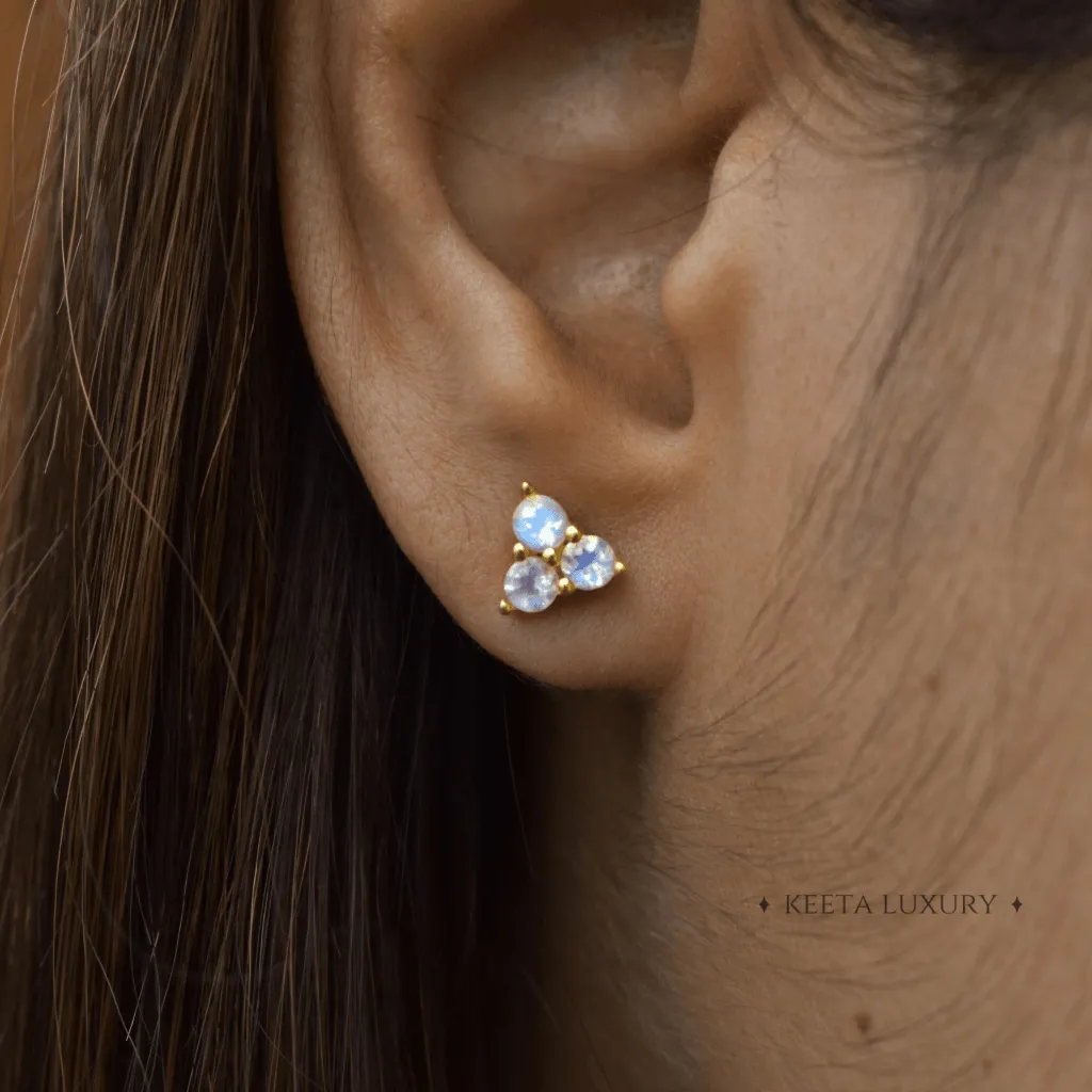 Celestial Triangle - Moonstone  Studs