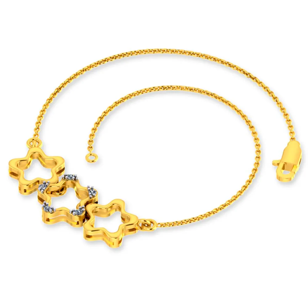 Charming 14k Gold And Diamond Star Design Bracelet For Women From Pc Chandra Jewellers