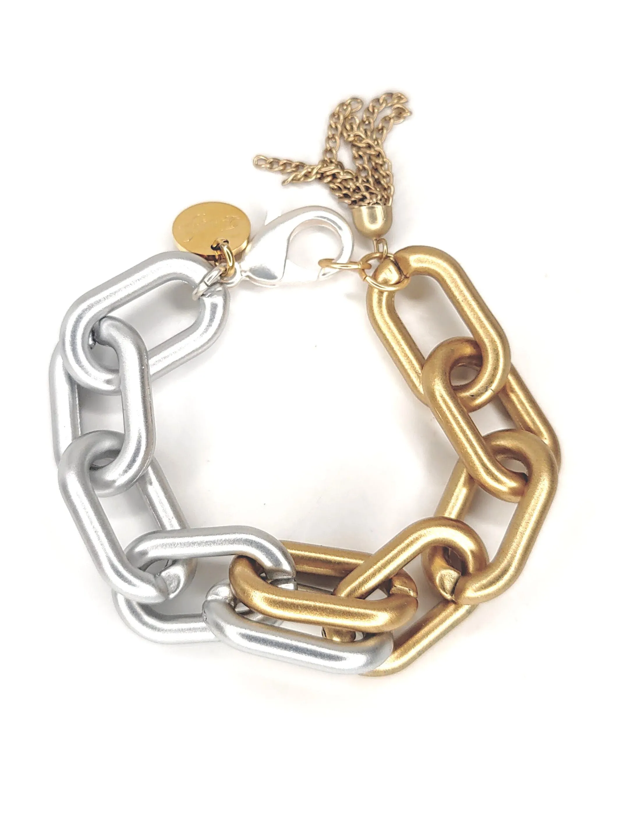 Chunky Acrylic Chain Bracelet Silver & Gold