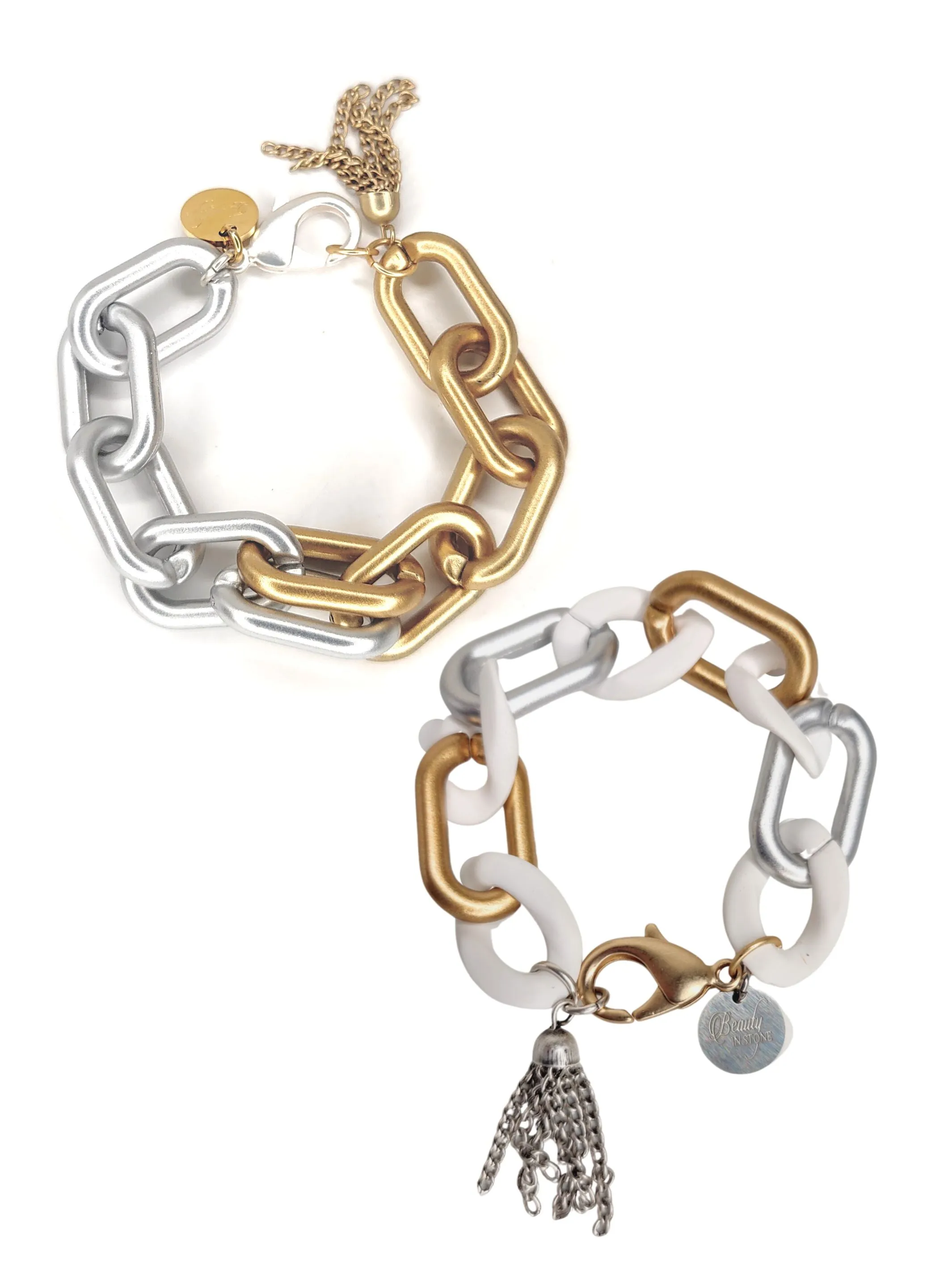 Chunky Acrylic Chain Bracelet Silver & Gold