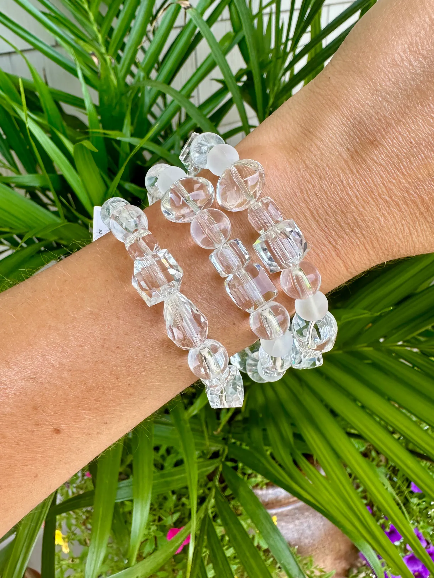 Chunky Clear Three Piece Bracelet Set