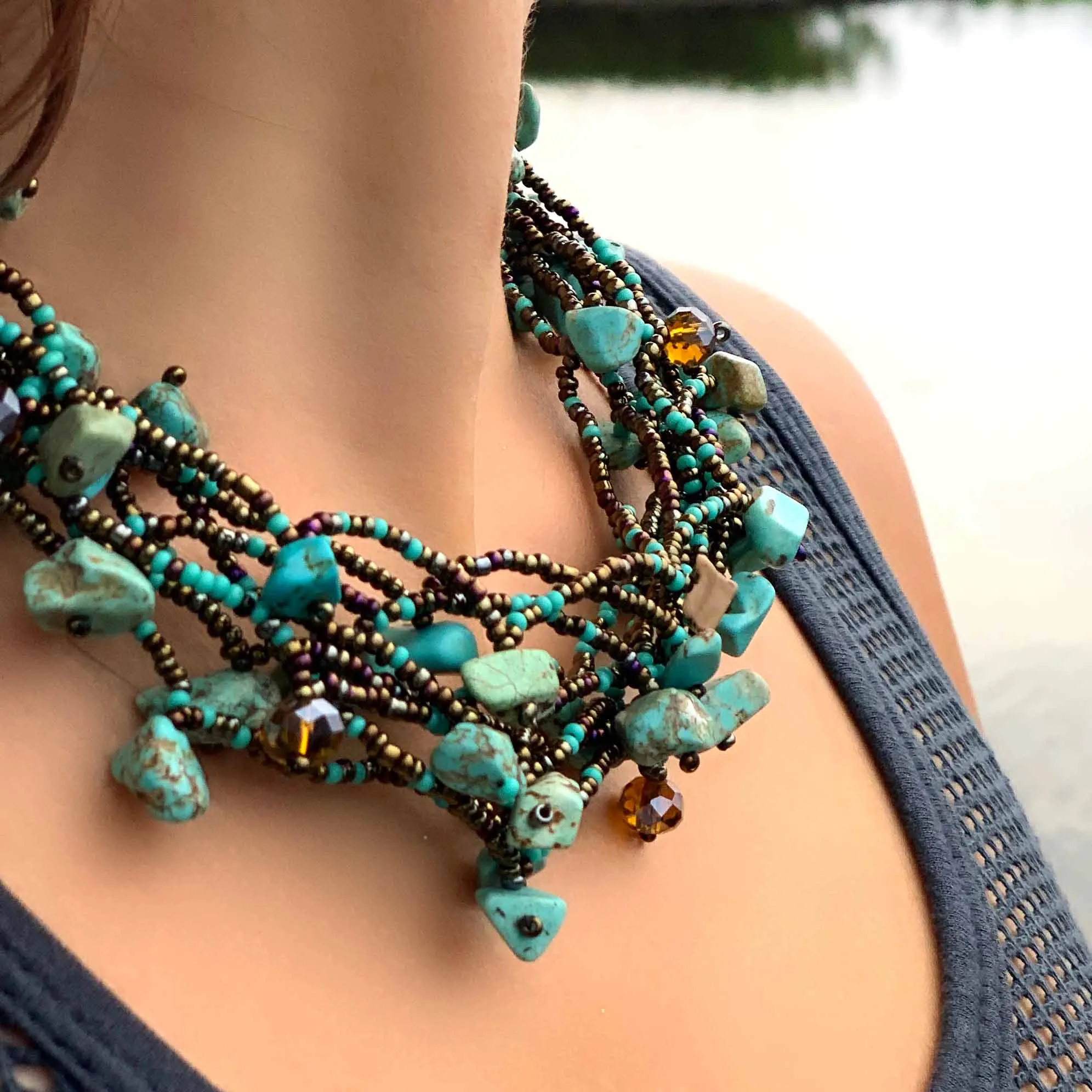 Chunky Stone Necklace Turquoise Lucias Imports