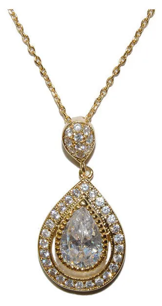 Cianna Gold Cubic Zirconia and Crystal Pendant Necklace