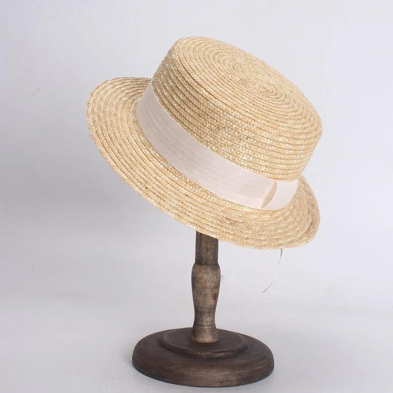 Classic Flat Straw Hat For Women UV Protection Sun Hat, Beach Hats Spring Summer