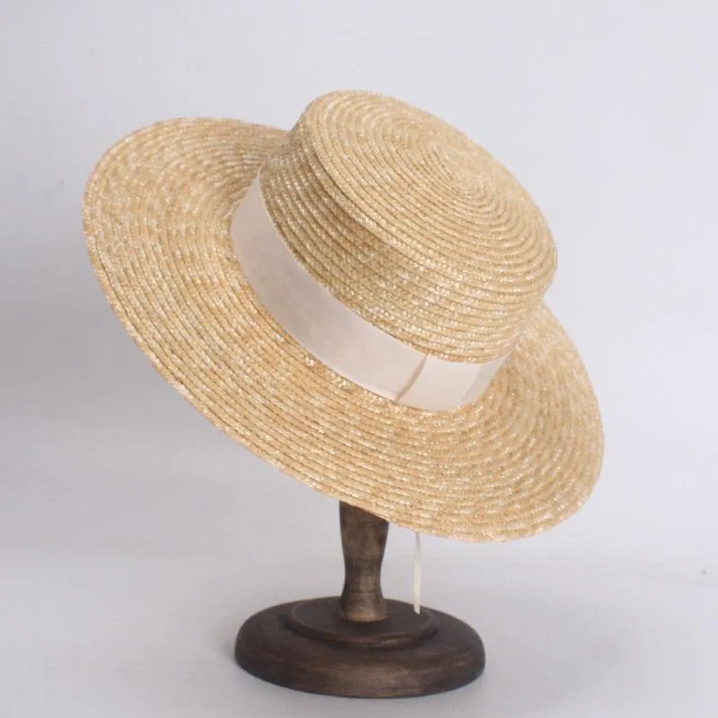 Classic Flat Straw Hat For Women UV Protection Sun Hat, Beach Hats Spring Summer