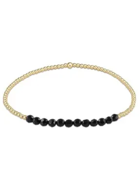 Classic Gold Beaded Bliss 2mm Bead Bracelet - Faceted Onyx