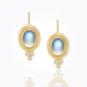 Classic Oval Moonstone Diamond Earrings