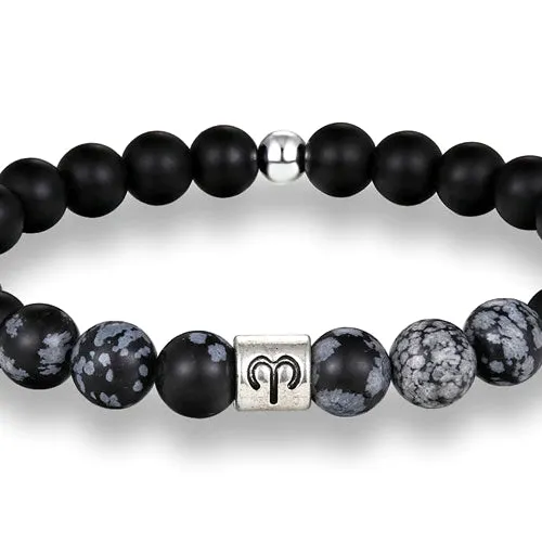 Classy Men Aries Black Beaded Zodiac Bracelet