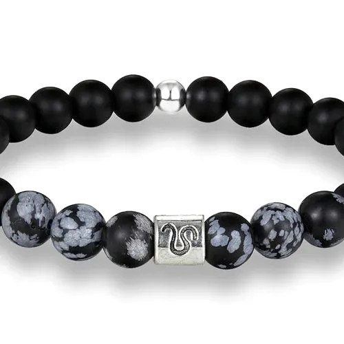 Classy Men Leo Black Beaded Zodiac Bracelet