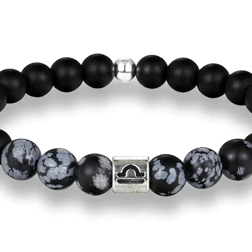 Classy Men Libra Black Beaded Zodiac Bracelet