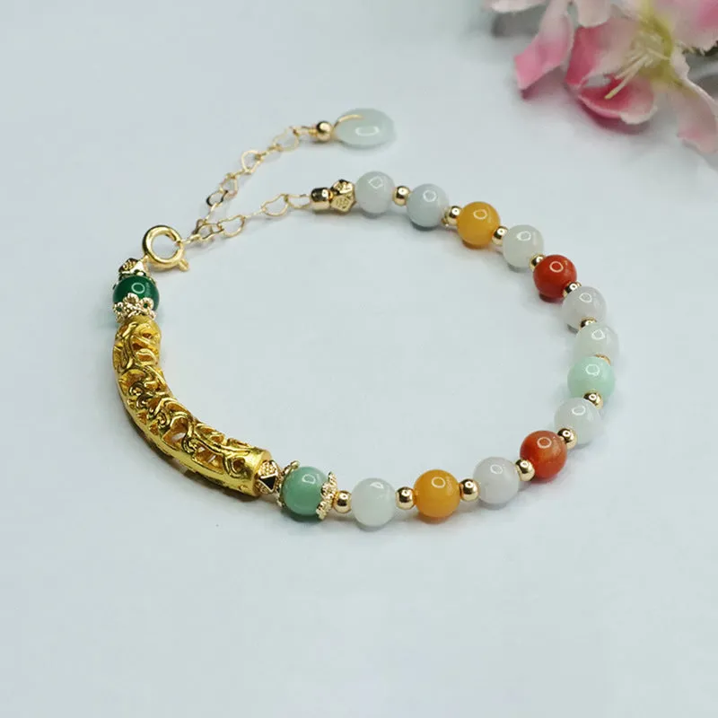 Colorful Jade Bead Bracelet for Fortune and Luck