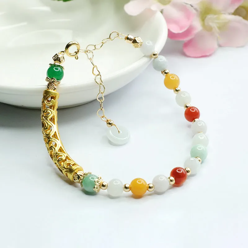 Colorful Jade Bead Bracelet for Fortune and Luck