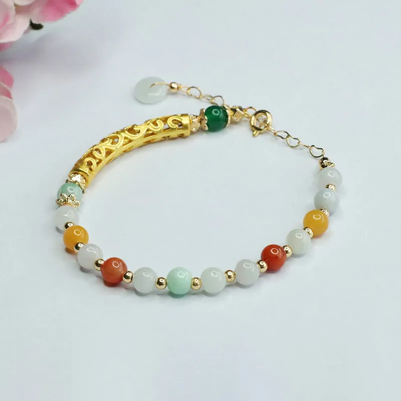 Colorful Jade Bead Bracelet for Fortune and Luck