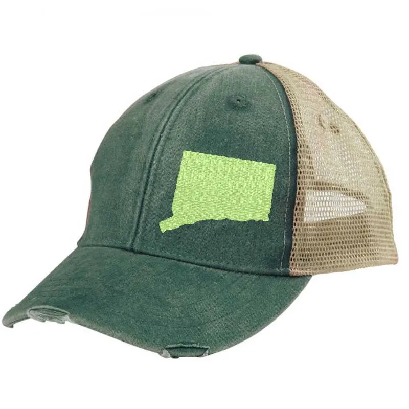 Connecticut  Hat | Distressed Snapback Trucker | state cap | many color choices