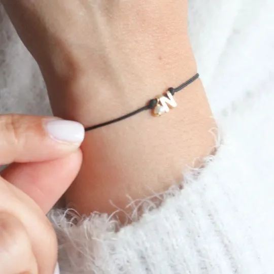 Cotton cord Initial Bracelet