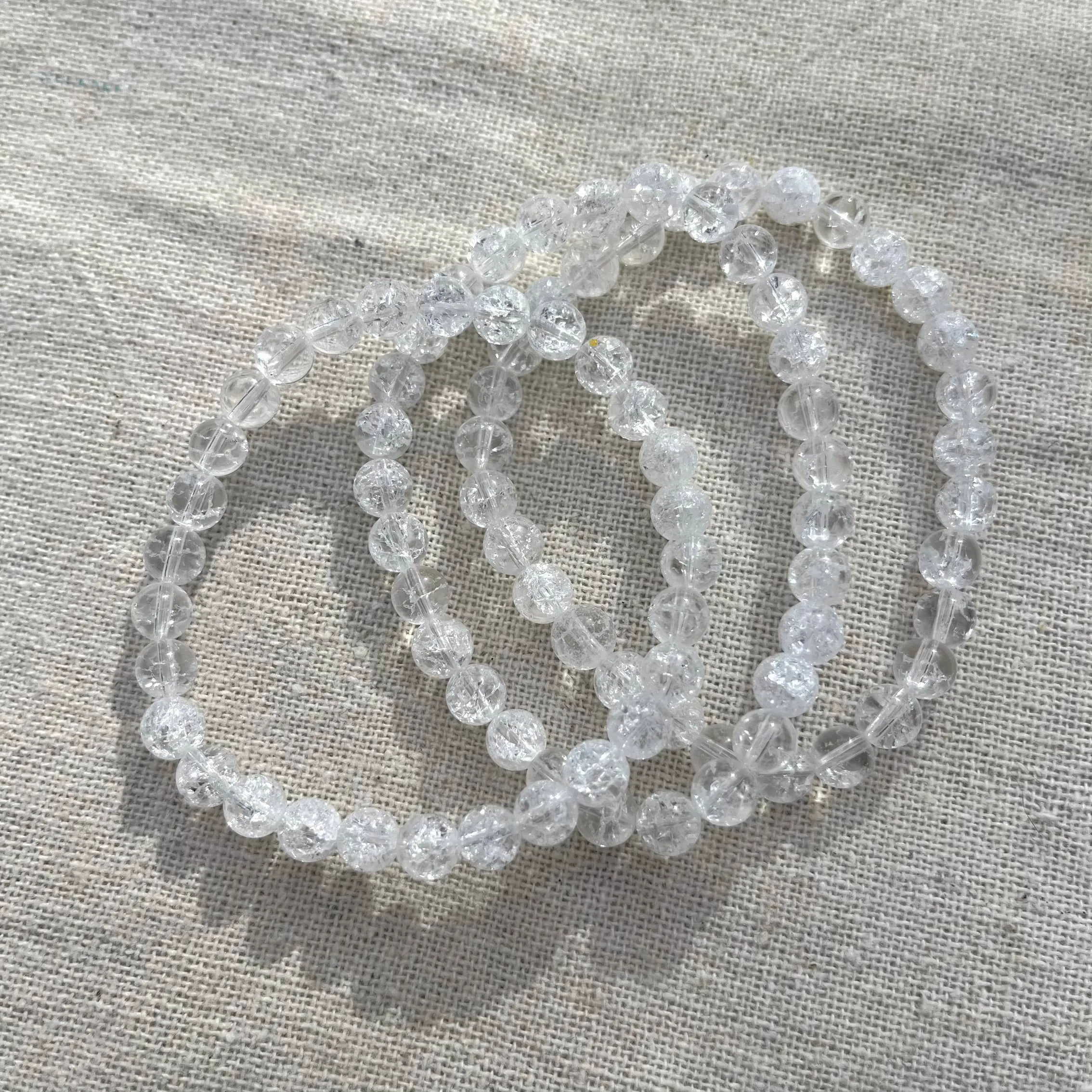 Cracked Clear Quartz 6mm Beaded Bracelet - Master Healer